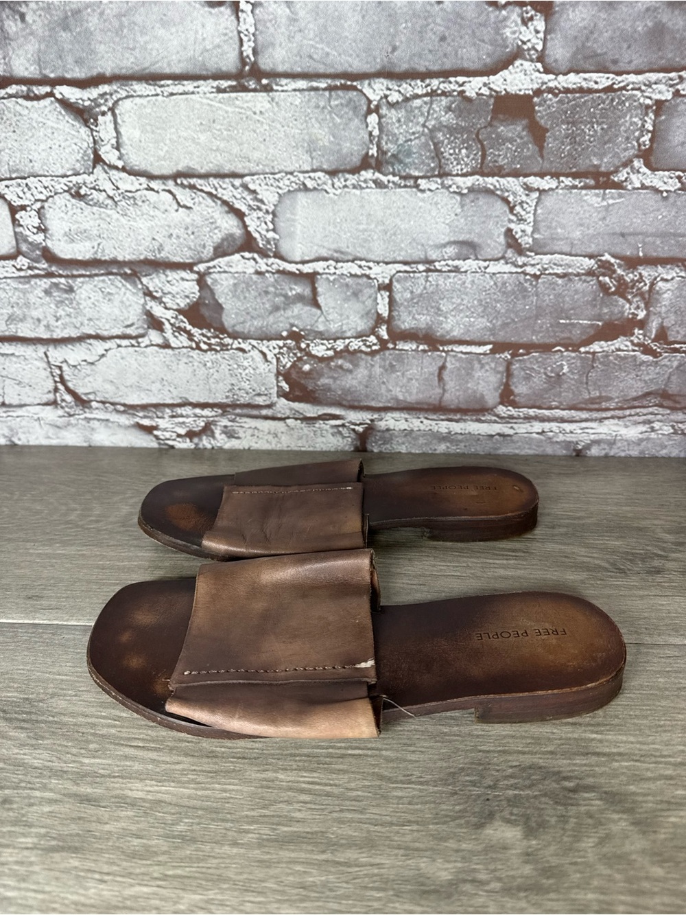 Free People Brown Leather Casual Sandals Slides Slip On Women’s Sz 36.5EU/6M US - Picture 9 of 14